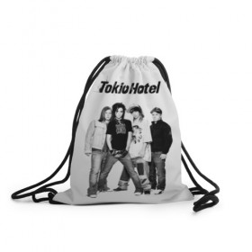 Рюкзак-мешок 3D с принтом Tokio Hotel в Кировске, 100% полиэстер | плотность ткани — 200 г/м2, размер — 35 х 45 см; лямки — толстые шнурки, застежка на шнуровке, без карманов и подкладки | alternative rock | band | bill kaulitz | boys | german | hotel | music | pop rock | powerpop | synthpop | tokyo | tom ka | альтернативный рок | билл каулитц | георг листинг | группа | густав шефер | мальчики | музыка | немецкая | отель | пауэр поп