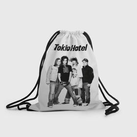 Рюкзак-мешок 3D с принтом Tokio Hotel в Кировске, 100% полиэстер | плотность ткани — 200 г/м2, размер — 35 х 45 см; лямки — толстые шнурки, застежка на шнуровке, без карманов и подкладки | alternative rock | band | bill kaulitz | boys | german | hotel | music | pop rock | powerpop | synthpop | tokyo | tom ka | альтернативный рок | билл каулитц | георг листинг | группа | густав шефер | мальчики | музыка | немецкая | отель | пауэр поп