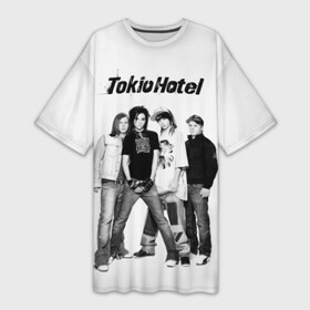 Платье-футболка 3D с принтом Tokio Hotel в Кировске,  |  | alternative rock | band | bill kaulitz | boys | german | hotel | music | pop rock | powerpop | synthpop | tokyo | tom ka | альтернативный рок | билл каулитц | георг листинг | группа | густав шефер | мальчики | музыка | немецкая | отель | пауэр поп