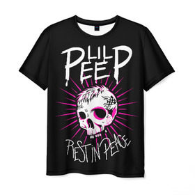 Мужская футболка 3D с принтом Lil Peep в Кировске, 100% полиэфир | прямой крой, круглый вырез горловины, длина до линии бедер | crybaby | gustav elijah ahr | hellboy | lil peep | lilpeep | peep | rap | густав элайджа ар | лил пип | рэп | хип хоп | эмо рэп