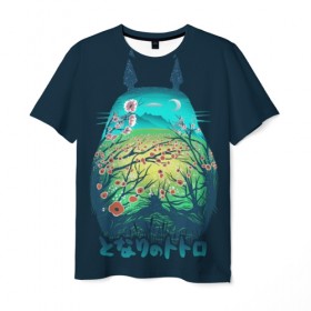 Мужская футболка 3D с принтом Totoro в Кировске, 100% полиэфир | прямой крой, круглый вырез горловины, длина до линии бедер | anime | forest | meme | my neighbor | protectors | tokyo | totoro | аниме | гибли | иероглиф | манга | миядзаки | мой сосед | стиль | тоторо | фентези | хаяо | япония