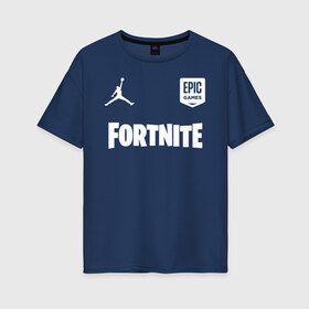 Женская футболка хлопок Oversize с принтом Jordan x Fortnite (5) в Кировске, 100% хлопок | свободный крой, круглый ворот, спущенный рукав, длина до линии бедер
 | Тематика изображения на принте: 2019 | fortnite | game | jordan | nba | джордан | игра | королевская битва | кроссовки | нба | форнайт | фортнай | фортнайт