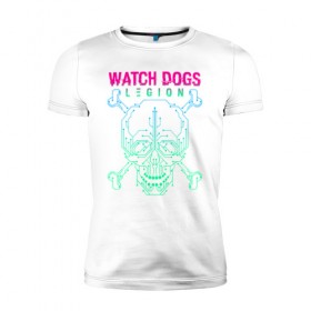 Мужская футболка премиум с принтом WATCH DOGS LEGION в Кировске, 92% хлопок, 8% лайкра | приталенный силуэт, круглый вырез ворота, длина до линии бедра, короткий рукав | action | ct os | ded sec | fox | game | hacker | legion | watch dogs | watch dogs 2 | watch dogs legion | знак лиса | игра | компьютерная игра | легион | хакер