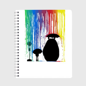 Тетрадь с принтом My Neighbor Totoro в Кировске, 100% бумага | 48 листов, плотность листов — 60 г/м2, плотность картонной обложки — 250 г/м2. Листы скреплены сбоку удобной пружинной спиралью. Уголки страниц и обложки скругленные. Цвет линий — светло-серый
 | anime | forest | meme | my neighbor | protectors | tokyo | totoro | аниме | гибли | иероглиф | манга | миядзаки | мой сосед | стиль | тоторо | фентези | хаяо | япония