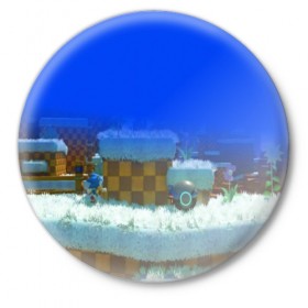 Значок с принтом Sonic в Кировске,  металл | круглая форма, металлическая застежка в виде булавки | Тематика изображения на принте: 