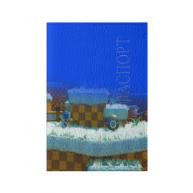 Обложка для паспорта матовая кожа с принтом Sonic в Кировске, натуральная матовая кожа | размер 19,3 х 13,7 см; прозрачные пластиковые крепления | Тематика изображения на принте: 