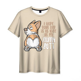 Мужская футболка 3D с принтом Милый Корги в Кировске, 100% полиэфир | прямой крой, круглый вырез горловины, длина до линии бедер | corgi | cute | dog | dogs | funny | puppies | puppy | корги | милый | смешно | собака | собаки | щенки | щенок