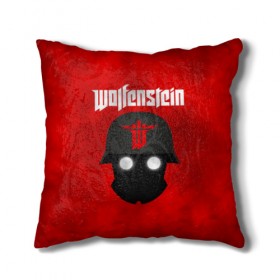 Подушка 3D с принтом Wolfenstein в Кировске, наволочка – 100% полиэстер, наполнитель – холлофайбер (легкий наполнитель, не вызывает аллергию). | состоит из подушки и наволочки. Наволочка на молнии, легко снимается для стирки | Тематика изображения на принте: cyberpilot | new colossus | new order | old blood | wolfenstein | youngblood | игры