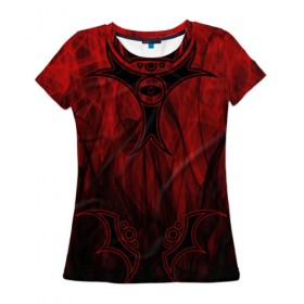 Женская футболка 3D с принтом Red-n-black okto в Кировске, 100% полиэфир ( синтетическое хлопкоподобное полотно) | прямой крой, круглый вырез горловины, длина до линии бедер | okto | байкер | всевидящее око | геометрия | красный | мото | огонь | узор | чёрный