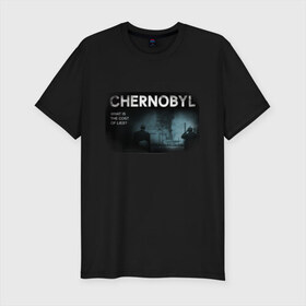 Мужская футболка премиум с принтом Чернобыль 14 в Кировске, 92% хлопок, 8% лайкра | приталенный силуэт, круглый вырез ворота, длина до линии бедра, короткий рукав | Тематика изображения на принте: chernobyl | nuclear | pripyat | припять | сериал | чернобыль