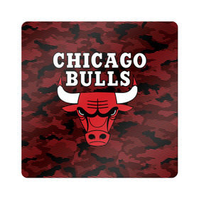 Магнит виниловый Квадрат с принтом Chicago Bulls в Кировске, полимерный материал с магнитным слоем | размер 9*9 см, закругленные углы | 