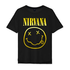 Мужская футболка хлопок Oversize с принтом NIRVANA (НА СПИНЕ) в Кировске, 100% хлопок | свободный крой, круглый ворот, “спинка” длиннее передней части | nirvana | альтернативный рок | гранж | группа | курт кобейн | логотип нирвана | музыка | нирвана | песни | рок