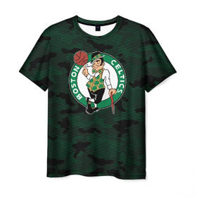 Мужская футболка 3D с принтом Boston Celtics в Кировске, 100% полиэфир | прямой крой, круглый вырез горловины, длина до линии бедер | boston | boston celtics | celtics | nba | баскетбол | бостон | бостон селтикс | нба | селтикс