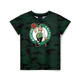 Детская футболка 3D с принтом Boston Celtics в Кировске, 100% гипоаллергенный полиэфир | прямой крой, круглый вырез горловины, длина до линии бедер, чуть спущенное плечо, ткань немного тянется | boston | boston celtics | celtics | nba | баскетбол | бостон | бостон селтикс | нба | селтикс