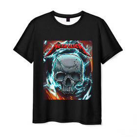 Мужская футболка 3D с принтом Metallica в Кировске, 100% полиэфир | прямой крой, круглый вырез горловины, длина до линии бедер | Тематика изображения на принте: metallica | rock | арт | гитара | кости | металл | металлика | музыка | рок | череп