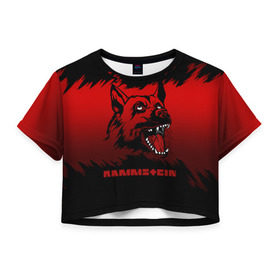 Женская футболка Cropp-top с принтом Rammstein dog в Кировске, 100% полиэстер | круглая горловина, длина футболки до линии талии, рукава с отворотами | Тематика изображения на принте: 2019 | dog | du hast | german | lindemann | rammstein | rammsteinfan | ramstein | till | группы | линдеманн | метал | музыка | овчарка | рамштаин | рамштайн | рамштейн | рок | собака | тилль | тиль