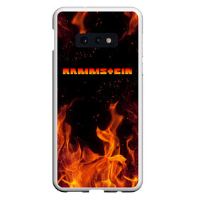 Чехол для Samsung S10E с принтом RAMMSTEIN (НА СПИНЕ) в Кировске, Силикон | Область печати: задняя сторона чехла, без боковых панелей | Тематика изображения на принте: fire | flame | music | rammstein | rock | группа | музыка | музыканты | огонь | пламя | рамштайн | рок