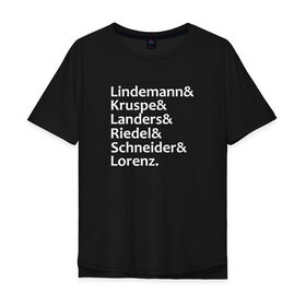 Мужская футболка хлопок Oversize с принтом Rammstein(Состав) в Кировске, 100% хлопок | свободный крой, круглый ворот, “спинка” длиннее передней части | metallica | music | rammstein | rock | кристиан лоренц | кристоф шнайдер | металл | металлика | музыка | оливер ридель | пауль ландерс | раммштайн | рихард круспе | рок | рок группа | тилль линдеманн