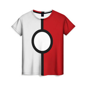 Женская футболка 3D с принтом Pokeball (Pokemon) в Кировске, 100% полиэфир ( синтетическое хлопкоподобное полотно) | прямой крой, круглый вырез горловины, длина до линии бедер | anime | pokeball | pokemon | аниме. | белый | красный | покебол | покемон | чёрный