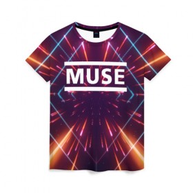 Женская футболка 3D с принтом MUSE в Кировске, 100% полиэфир ( синтетическое хлопкоподобное полотно) | прямой крой, круглый вырез горловины, длина до линии бедер | muse | music | rock | группа | музыка | рок | рок группа
