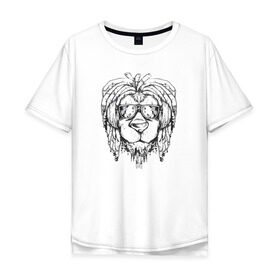 Мужская футболка хлопок Oversize с принтом Раста Лев в Кировске, 100% хлопок | свободный крой, круглый ворот, “спинка” длиннее передней части | lion | rasta | лев | львы | раста | регги