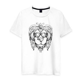 Мужская футболка хлопок с принтом Раста Лев в Кировске, 100% хлопок | прямой крой, круглый вырез горловины, длина до линии бедер, слегка спущенное плечо. | lion | rasta | лев | львы | раста | регги
