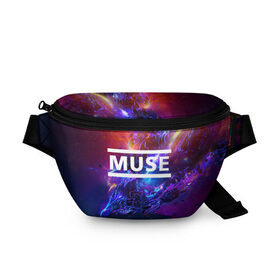 Поясная сумка 3D с принтом MUSE в Кировске, 100% полиэстер | плотная ткань, ремень с регулируемой длиной, внутри несколько карманов для мелочей, основное отделение и карман с обратной стороны сумки застегиваются на молнию | muse | music | rock | группа | музыка | рок | рок группа