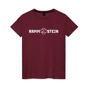 Женская футболка хлопок с принтом RAMMSTEIN в Кировске, 100% хлопок | прямой крой, круглый вырез горловины, длина до линии бедер, слегка спущенное плечо | music | rammstein | rock | группа | музыка | музыканты | рамштайн | рок