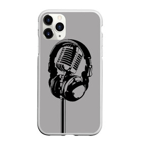 Чехол для iPhone 11 Pro матовый с принтом Микрофон в Кировске, Силикон |  | black | gray | headphones | microphone | music | music lover | sound | звук | меломан | микрофон | музыка | наушники | серый | черный