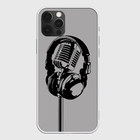 Чехол для iPhone 12 Pro Max с принтом Микрофон в Кировске, Силикон |  | black | gray | headphones | microphone | music | music lover | sound | звук | меломан | микрофон | музыка | наушники | серый | черный