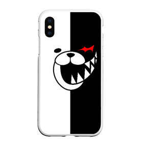 Чехол для iPhone XS Max матовый с принтом MONOKUMA в Кировске, Силикон | Область печати: задняя сторона чехла, без боковых панелей | anime | bear | black  white | danganronpa | kurokuma | monodam | monokuma | monomi | monotaro | pink | rabbit | school | shirokuma | аниме | главарь | мoноми | монокума | черно белый | школа