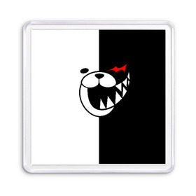 Магнит 55*55 с принтом MONOKUMA в Кировске, Пластик | Размер: 65*65 мм; Размер печати: 55*55 мм | Тематика изображения на принте: anime | bear | black  white | danganronpa | kurokuma | monodam | monokuma | monomi | monotaro | pink | rabbit | school | shirokuma | аниме | главарь | мoноми | монокума | черно белый | школа