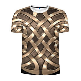 Мужская футболка 3D спортивная с принтом Кельтские узоры в Кировске, 100% полиэстер с улучшенными характеристиками | приталенный силуэт, круглая горловина, широкие плечи, сужается к линии бедра | 3d | арт | кельтские узоры | медь | черный