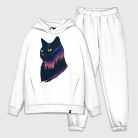 Мужской костюм хлопок OVERSIZE с принтом Ночная кошка в Кировске,  |  | animal | cat | cute | kitty | meow | night | друг | животные | киска | китти | кот | котенок | котик | кошечка | кошка | лев | леопард | лес | милый | мур | мышь | мяу | ночь | пантера | питомец | рысь | тигр | улыбка