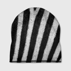 Шапка 3D с принтом Zebra Skin в Кировске, 100% полиэстер | универсальный размер, печать по всей поверхности изделия | animal | black | black white | pattern. | skin | streaks | texture | white | zebra | белый | животное | животные | зебра | полосы | текстура | узор | чёрно белые | чёрный