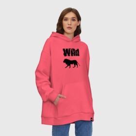 Худи SuperOversize хлопок с принтом wild lion в Кировске, 70% хлопок, 30% полиэстер, мягкий начес внутри | карман-кенгуру, эластичная резинка на манжетах и по нижней кромке, двухслойный капюшон
 | wild lion | дикий лев