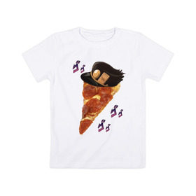 Детская футболка хлопок с принтом JoJo Pizza в Кировске, 100% хлопок | круглый вырез горловины, полуприлегающий силуэт, длина до линии бедер | jojo | jojo bizarre adventure | jojo reference | аниме | джотаро | дио | жожа | ониму | тян