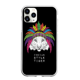 Чехол для iPhone 11 Pro матовый с принтом Indian style tiger в Кировске, Силикон |  | animal | ethnic | feathers | multicolored | muzzle | predator | tiger | животное | перья | разноцветный | тигр | этнический