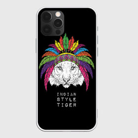 Чехол для iPhone 12 Pro Max с принтом Indian style tiger в Кировске, Силикон |  | animal | ethnic | feathers | multicolored | muzzle | predator | tiger | животное | перья | разноцветный | тигр | этнический