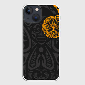 Чехол для iPhone 13 mini с принтом Polynesian tattoo в Кировске,  |  | polynesian | tattoo | волна | геометрия | завитушка | маори | маска | орнамент. золото | полинезия | татуировка | татуха | трайбл | узор | черепаха | ящерица. солнце