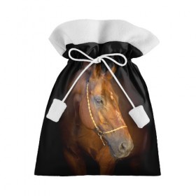 Подарочный 3D мешок с принтом Гнедая лошадь в Кировске, 100% полиэстер | Размер: 29*39 см | animal | beautiful | black | brown | eyes | gloss | harness | horse | look | muzzle | взгляд | глаза | гнедой | животное | конь | коричневый | красивый | лоск | лошадь | сбруя | скакун | черный