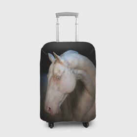 Чехол для чемодана 3D с принтом Белая лошадь в Кировске, 86% полиэфир, 14% спандекс | двустороннее нанесение принта, прорези для ручек и колес | animal | black | breed | horse | muscle | muzzle | strength | unusual | white | белый | животное | конь | лошадь | мышцы | необычный | порода | сила | скакун