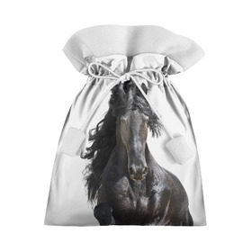 Подарочный 3D мешок с принтом Лошадь в Кировске, 100% полиэстер | Размер: 29*39 см | animal | beautiful | black | horse | mane | mustang | muzzle | wild | грива | дикий | животное | конь | красивый | лошадь | мустанг | скакун | черный