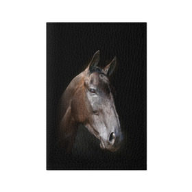 Обложка для паспорта матовая кожа с принтом Лошадь в Кировске, натуральная матовая кожа | размер 19,3 х 13,7 см; прозрачные пластиковые крепления | Тематика изображения на принте: animal | beautiful | black | brown | horse | muzzle | portrait | животное | конь | коричневый | красивый | лошадь | портрет | скакун | черный
