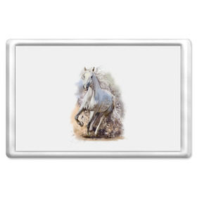 Магнит 45*70 с принтом Белая лошадь в Кировске, Пластик | Размер: 78*52 мм; Размер печати: 70*45 | animal | beautiful | drawing | horse | mane | muzzle | nature | white | wild | белый | грива | дикий | животное | конь | красивый | лошадь | природа | рисунок | скакун