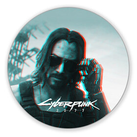 Коврик для мышки круглый с принтом Cyberpunk 2077 в Кировске, резина и полиэстер | круглая форма, изображение наносится на всю лицевую часть | cyberpunk | cyberpunk 2077 | samurai | игры | киану ривз | киберпанк | самурай