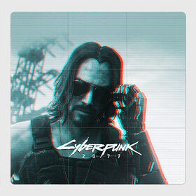 Магнитный плакат 3Х3 с принтом Cyberpunk 2077 в Кировске, Полимерный материал с магнитным слоем | 9 деталей размером 9*9 см | cyberpunk | cyberpunk 2077 | samurai | игры | киану ривз | киберпанк | самурай