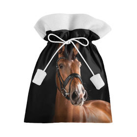 Подарочный 3D мешок с принтом Гнедая лошадь в Кировске, 100% полиэстер | Размер: 29*39 см | animal | beautiful | black | brown | eyes | gloss | harness | horse | look | muzzle | взгляд | глаза | гнедая | животное | конь | коричневый | красивый | лоск | лошадь | сбруя | скакун | черный