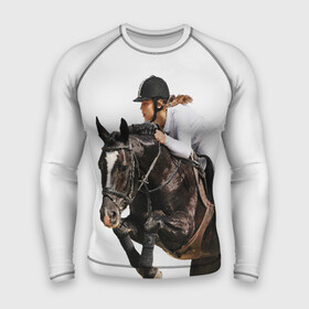 Мужской рашгард 3D с принтом Наездница в Кировске,  |  | animal | coffee | girl | harness | horse | rider | riding | sport | white | woman | белый | девушка | езда | женщина | животное | конь | кофейный | лошадь | наездница | сбруя | спорт