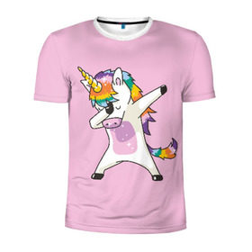Мужская футболка 3D спортивная с принтом Единорог в Кировске, 100% полиэстер с улучшенными характеристиками | приталенный силуэт, круглая горловина, широкие плечи, сужается к линии бедра | Тематика изображения на принте: animal | cool | cute | fabulous | horn | horse | magical | pink | rainbow | unicorn | волшебный | единорог | животное | лошадь | милый | прикольный | радуга | рог | розовый | сказочный